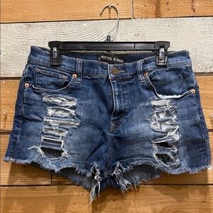 Express Dark Blue Distressed Jean Shorts